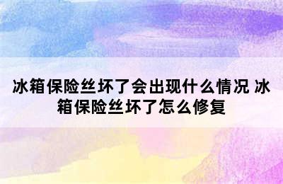 冰箱保险丝坏了会出现什么情况 冰箱保险丝坏了怎么修复